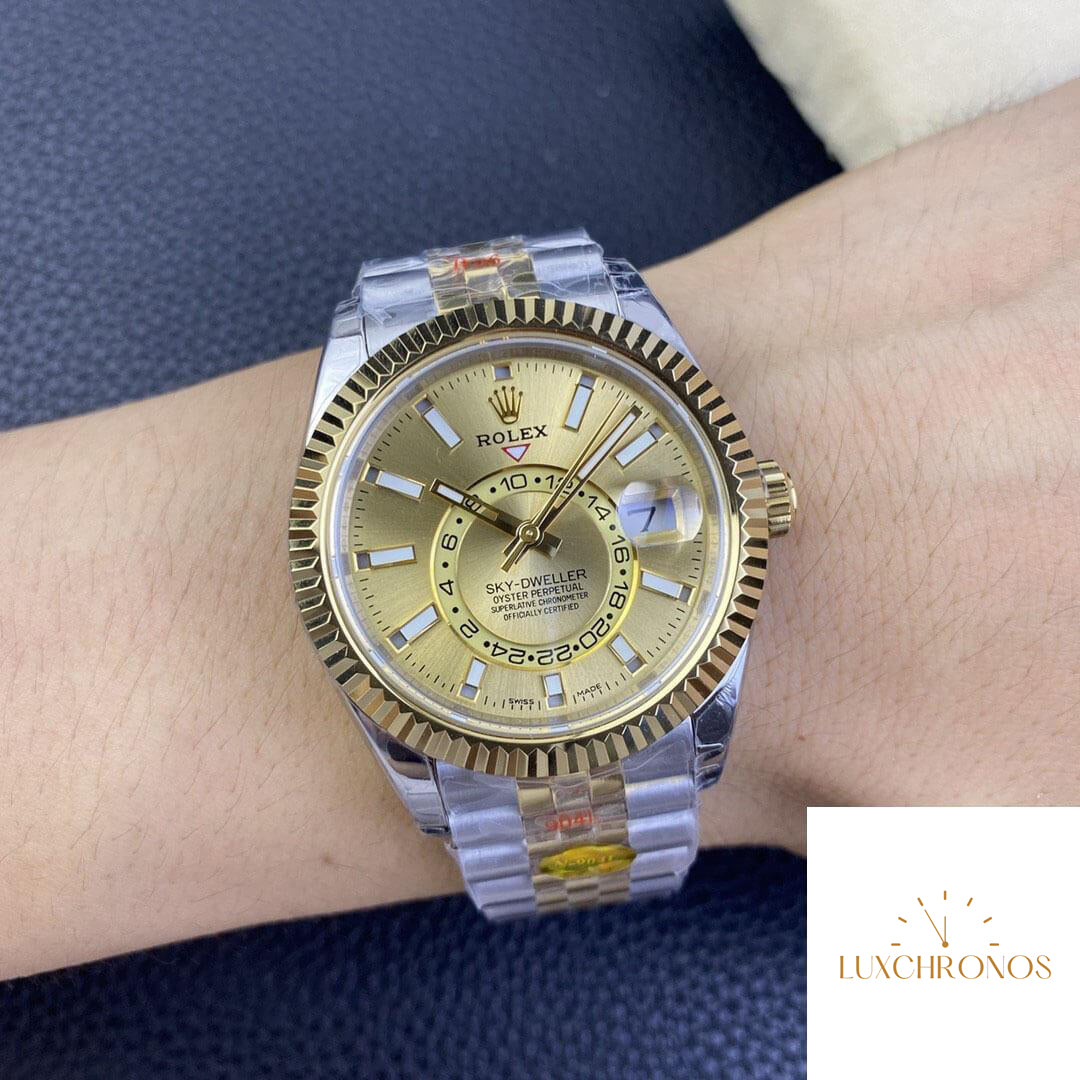 Replica Rolex Sky Dweller M336933-0002 1:1 Best Edition Noob Factory V2 Champagne Dial