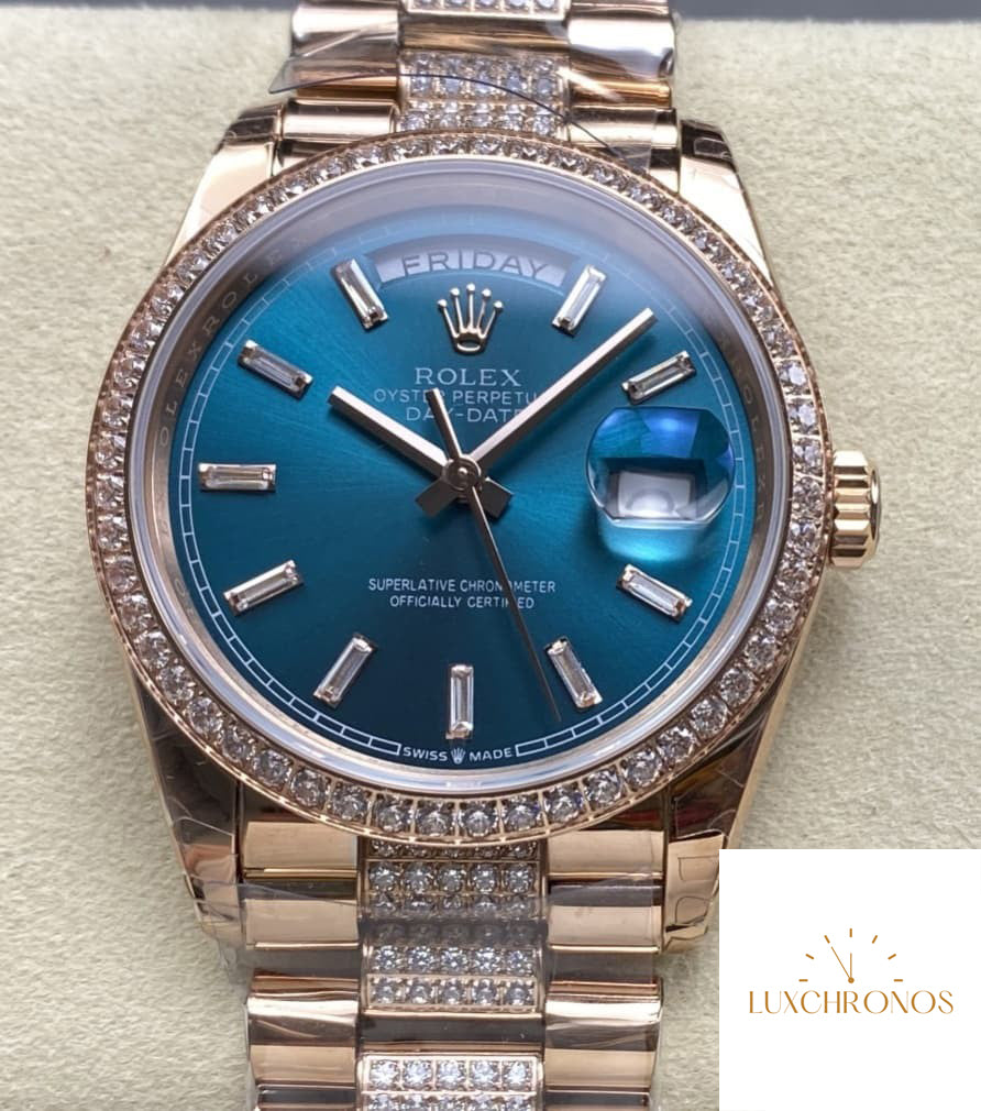 Replica Rolex DayDate m128345rbr-0084 1:1 Best Edition 8+ Factory Teal Dial