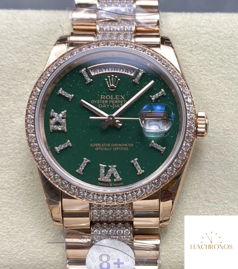 REPLICA ROLEX DAYDATE M128345RBR-0069 11 BEST EDITION 8+ FACTORY GREEN DIAL
