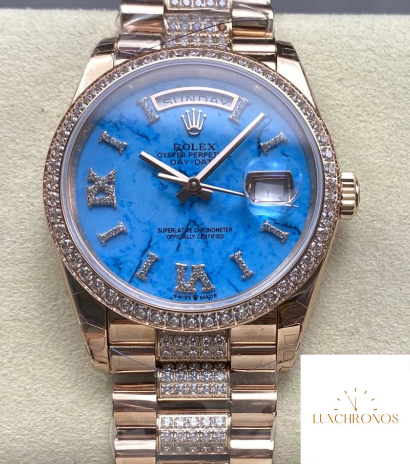 REPLICA ROLEX DAYDATE M128345RBR-0065 11 BEST EDITION 8+ FACTORY BLUE DIAL