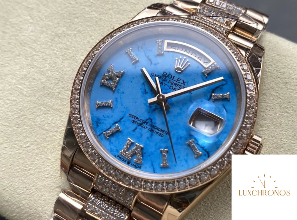 REPLICA ROLEX DAYDATE M128345RBR-0065 11 BEST EDITION 8+ FACTORY BLUE DIAL