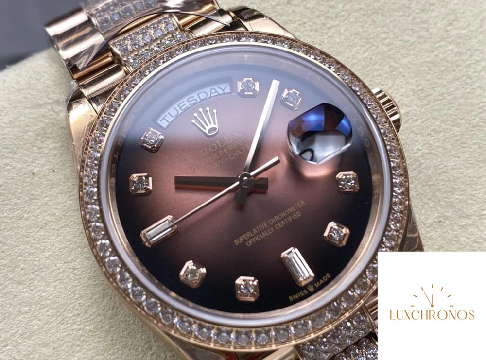 REPLICA ROLEX DAYDATE M128345RBR-0041 11 BEST EDITION 8+ FACTORY DIAMOND STRAP