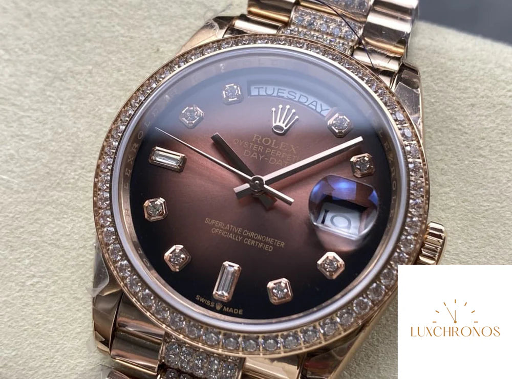 REPLICA ROLEX DAYDATE M128345RBR-0041 11 BEST EDITION 8+ FACTORY DIAMOND STRAP