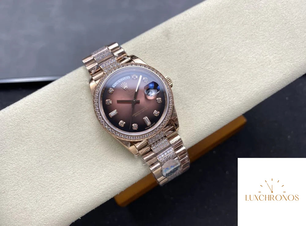 REPLICA ROLEX DAYDATE M128345RBR-0041 11 BEST EDITION 8+ FACTORY DIAMOND STRAP