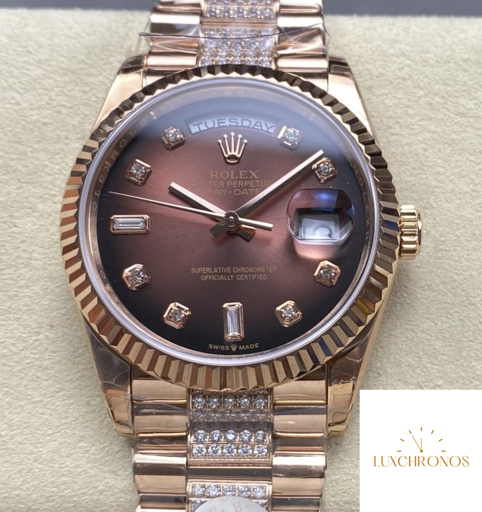 Replica Rolex DayDate m128235-0038 1:1 Best Edition 8+ Factory Gradient Brown