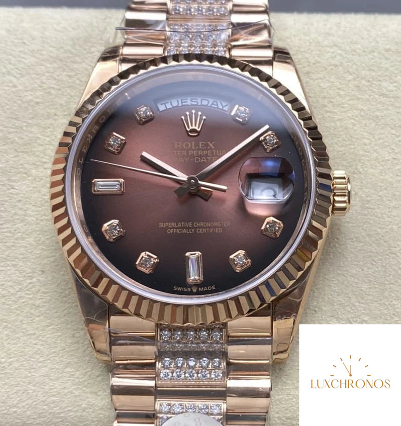 REPLICA ROLEX DAYDATE M128235-0038 11 BEST EDITION 8+ FACTORY GRADIENT BROWN