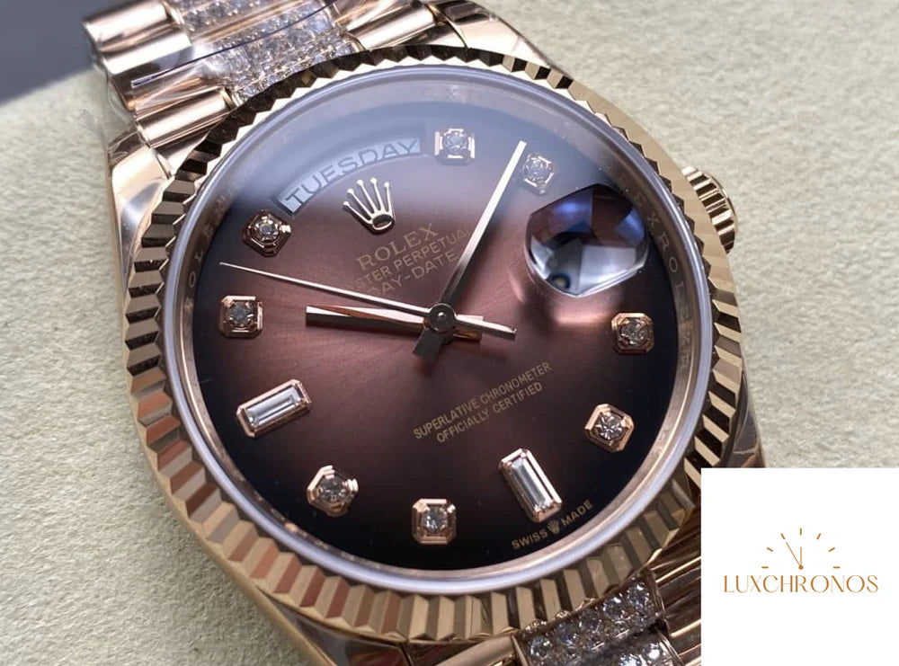 REPLICA ROLEX DAYDATE M128235-0038 11 BEST EDITION 8+ FACTORY GRADIENT BROWN
