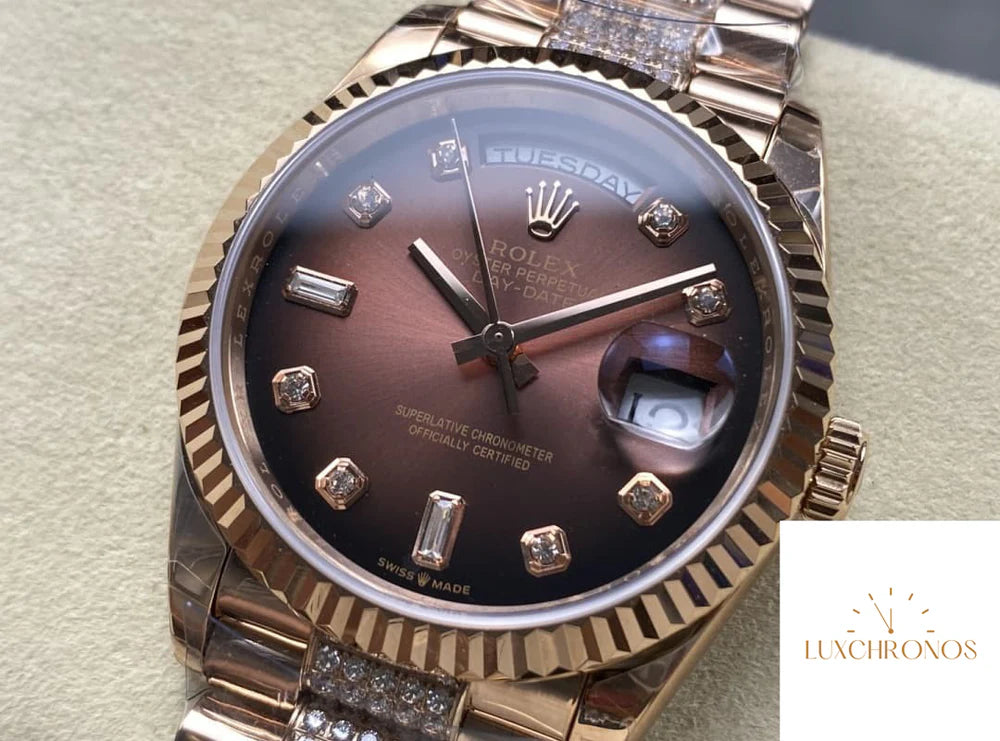 REPLICA ROLEX DAYDATE M128235-0038 11 BEST EDITION 8+ FACTORY GRADIENT BROWN