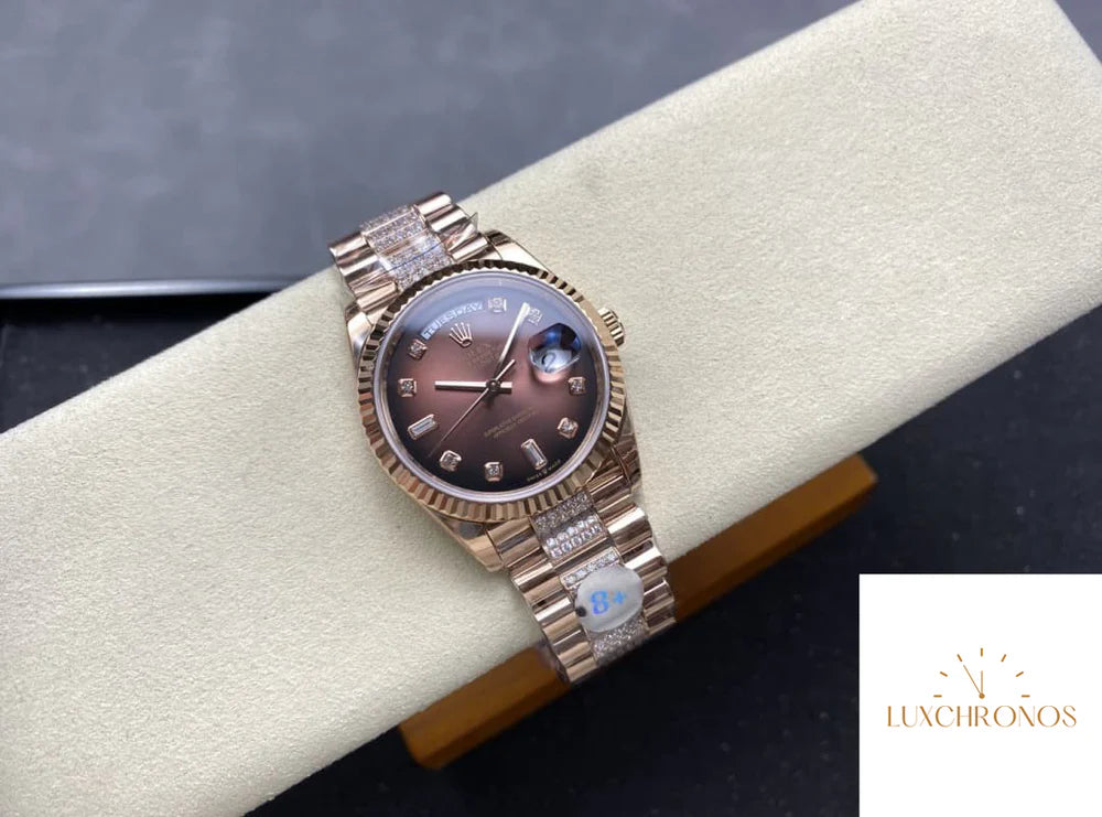 REPLICA ROLEX DAYDATE M128235-0038 11 BEST EDITION 8+ FACTORY GRADIENT BROWN