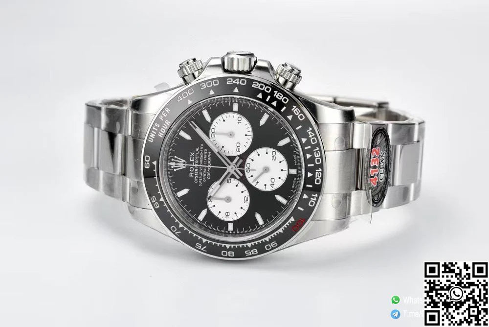 CLEAN FACTORY DAYTONA LE MANS M126529-0001 BLACK DIAL WHITE CHRONO SUB-DIAL WITH LUMINOS HOUS MARKERS 4132 MOVEMENT